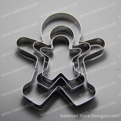 stainless steel gingerbread man cookie cutter biscuit pastry fondant cake derorating set